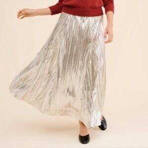 Anthropologie Shimmering Silver Maxi Skirt